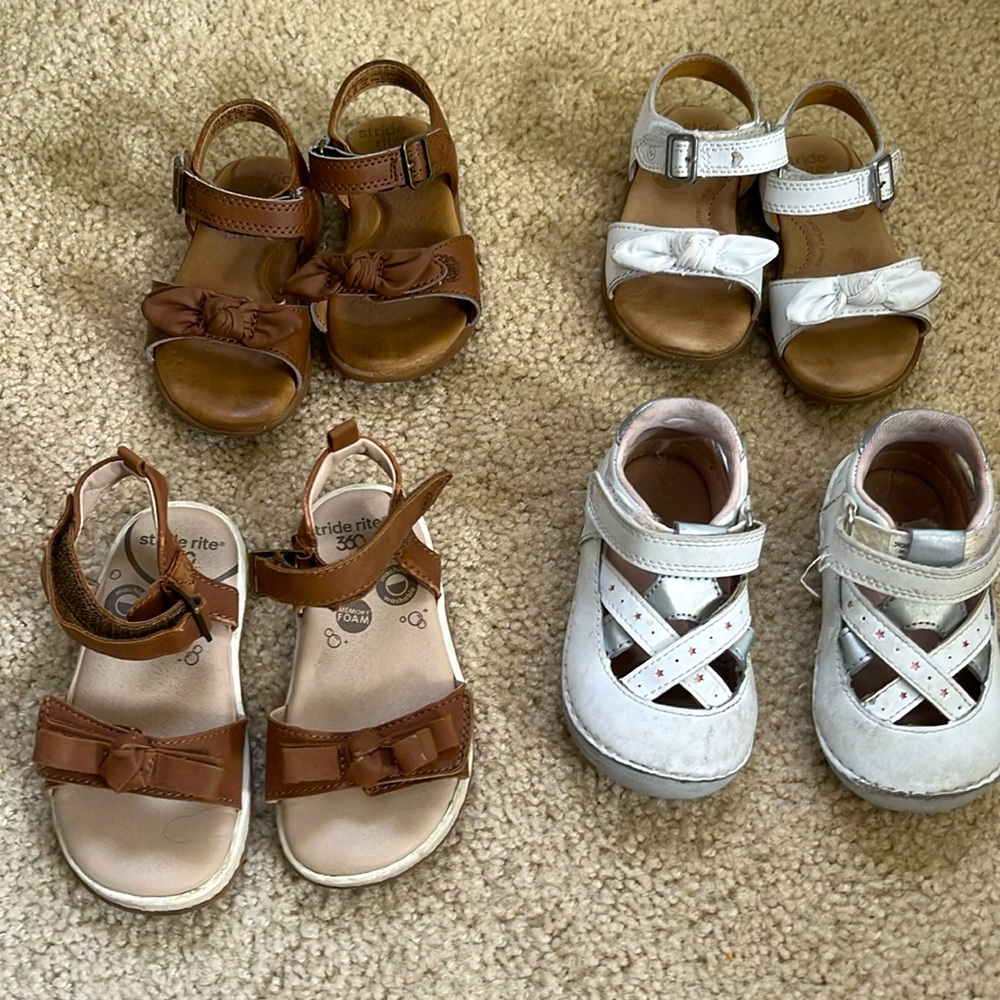 Stride Rite Brown and White Kids Sandals